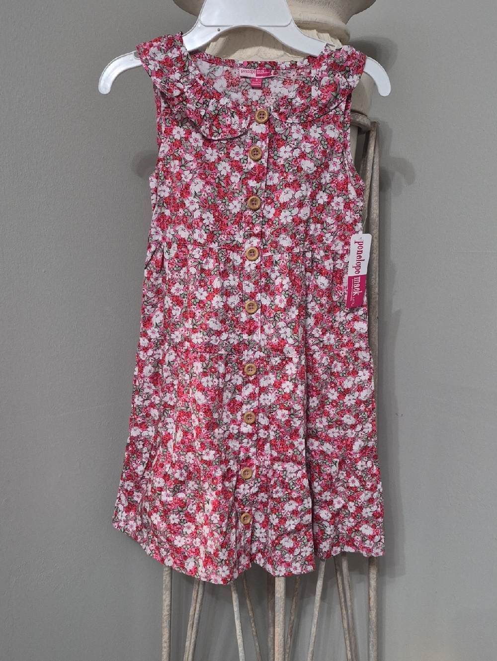 Penelope Mack Pink and White Floral Button-Front Dress